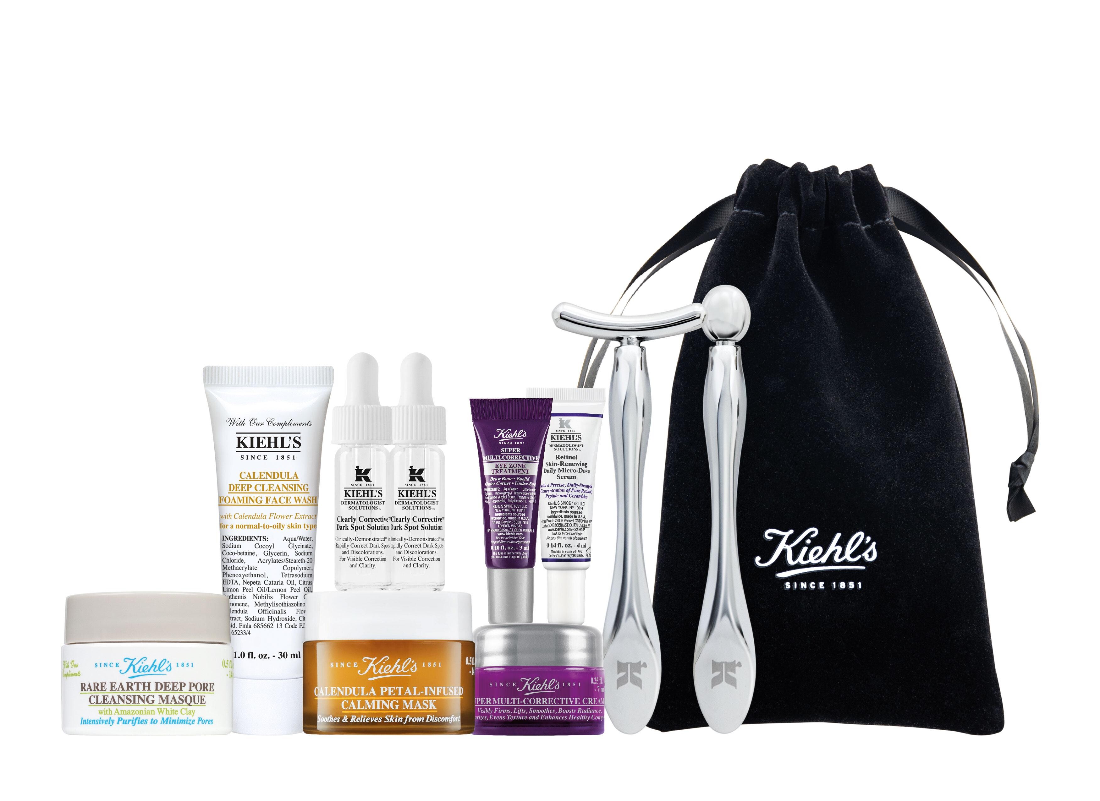 凡於 Kiehl’s官方網店購物滿$1,380，再輸入「LOVEMUM」優惠碼，即可獲塑顏按摩棒組合乙個，及指定旅行試用裝6件。